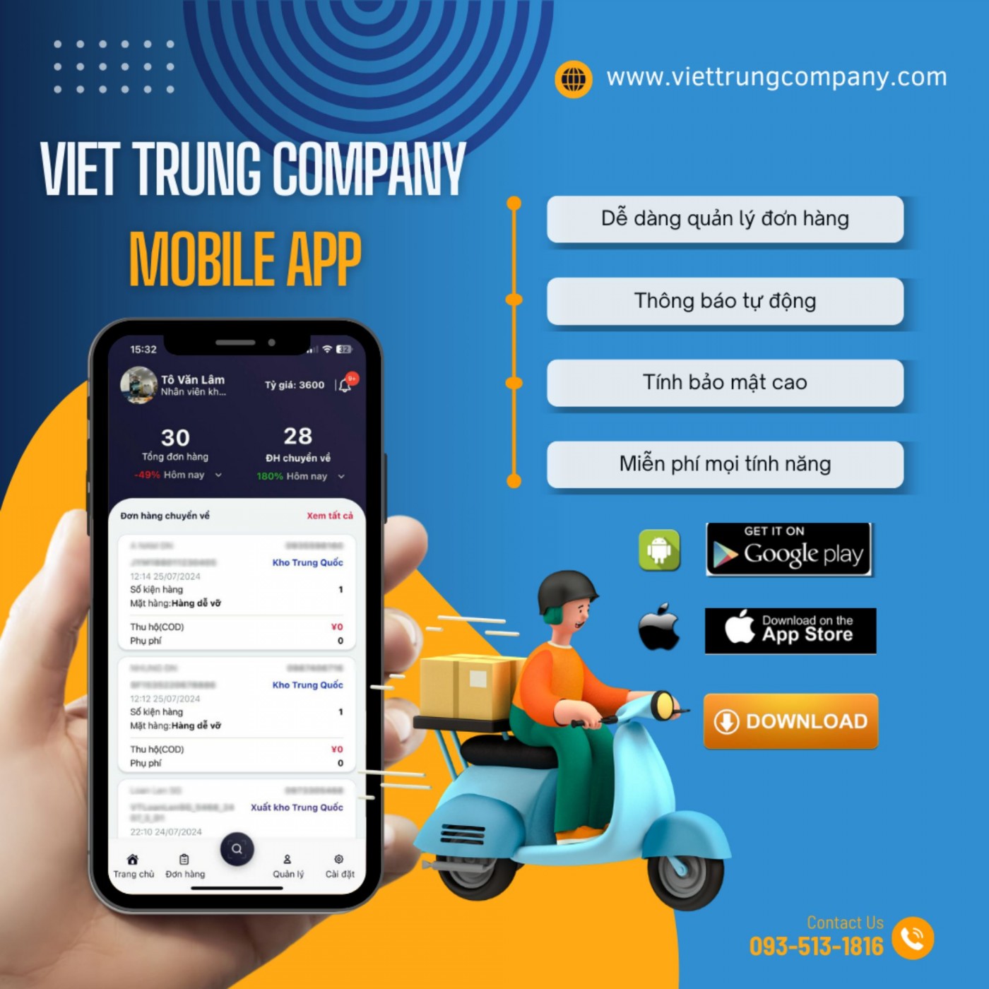 App Theo Dõi Đơn Hàng Của Việt Trung Company