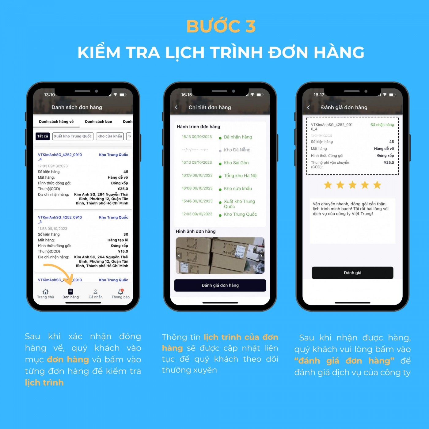 App Theo Dõi Đơn Hàng Của Việt Trung Company
