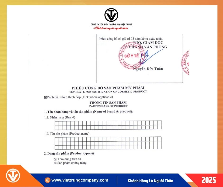 công bố mỹ phẩm nhập khẩu chính ngạch
