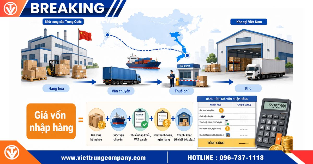 Cách tính giá vốn hàng nhập từ Trung Quốc?